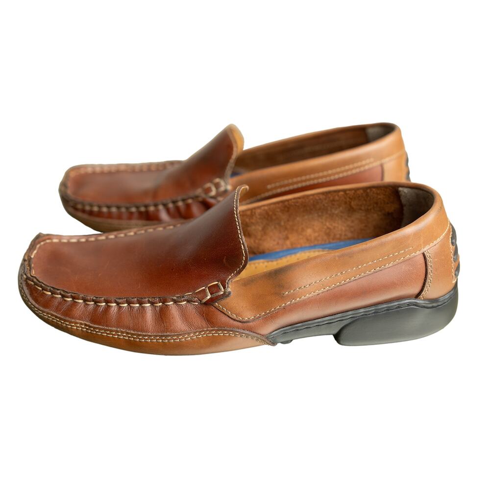 St. John's Bay Men's Brown Leather Driving Loafers Sz 11D Venetian Slip On Moc's